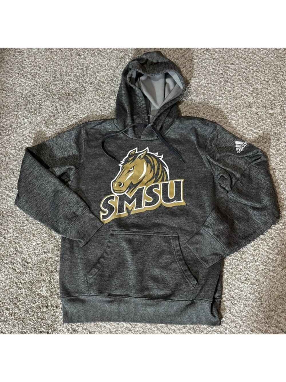 Adidas Hoodie Mens Small SMSU Mustangs Southwest Minnesota State Gray Climawarm